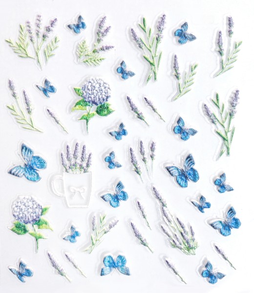 JUSTNAILS 5D Sticker selbstklebend Lavendel Schmetterling
