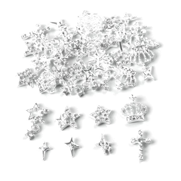 JUSTNAILS Charms Mix silver 01 50pcs