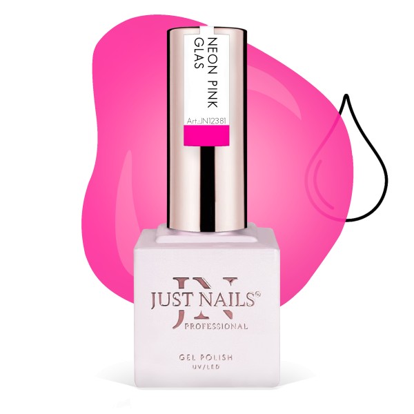 JUSTNAILS Gel GLAS Polish Color - Neon Pink - Shellac Soak-off