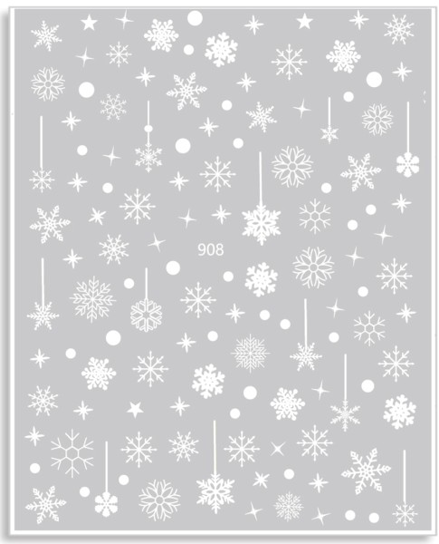 JUSTNAILS Sticker Schneeflocken Weihnachten selbstklebend weiß 908