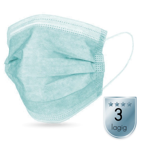 JUSTNAILS Mundschutz 3-lagig blau