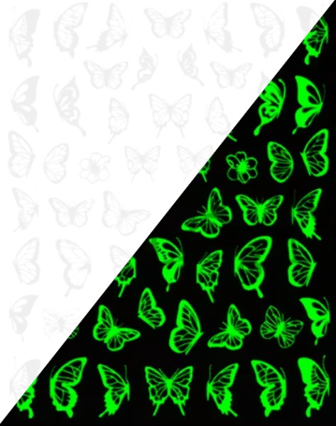 JUSTNAILS Sticker Glow in the dark Butterfly white/green 1292